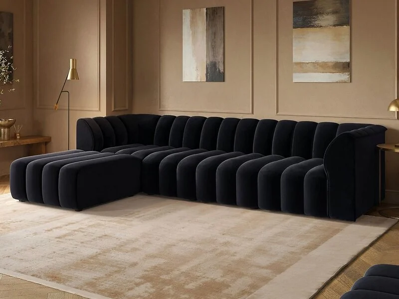 SOLACE+CO Halle Channel Tufted 4 Seater Modular Sofa with Reversible Footstool – view 4