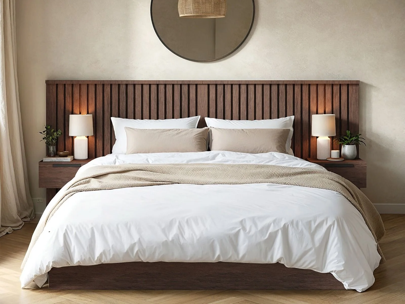 SOLACE+CO Taylor Hotel Ottoman Bed with Side Tables Walnut – view 2