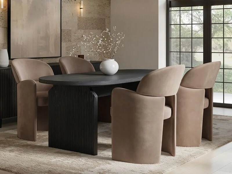 SOLACE+CO Varm & Estella Black Dining Table with Velvet Chairs – view 2