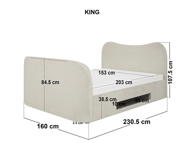 SOLACE+CO Claybourne TV Ottoman Bed with Side Lift Storage – view 10