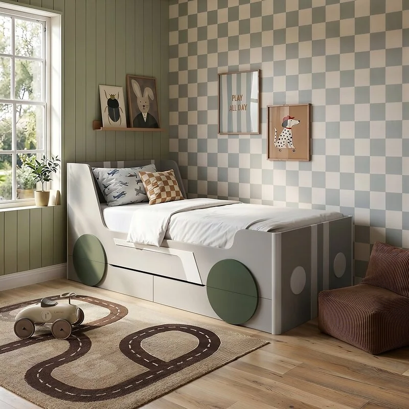 Flair Cooper Single Car Bed with Drawers Grey