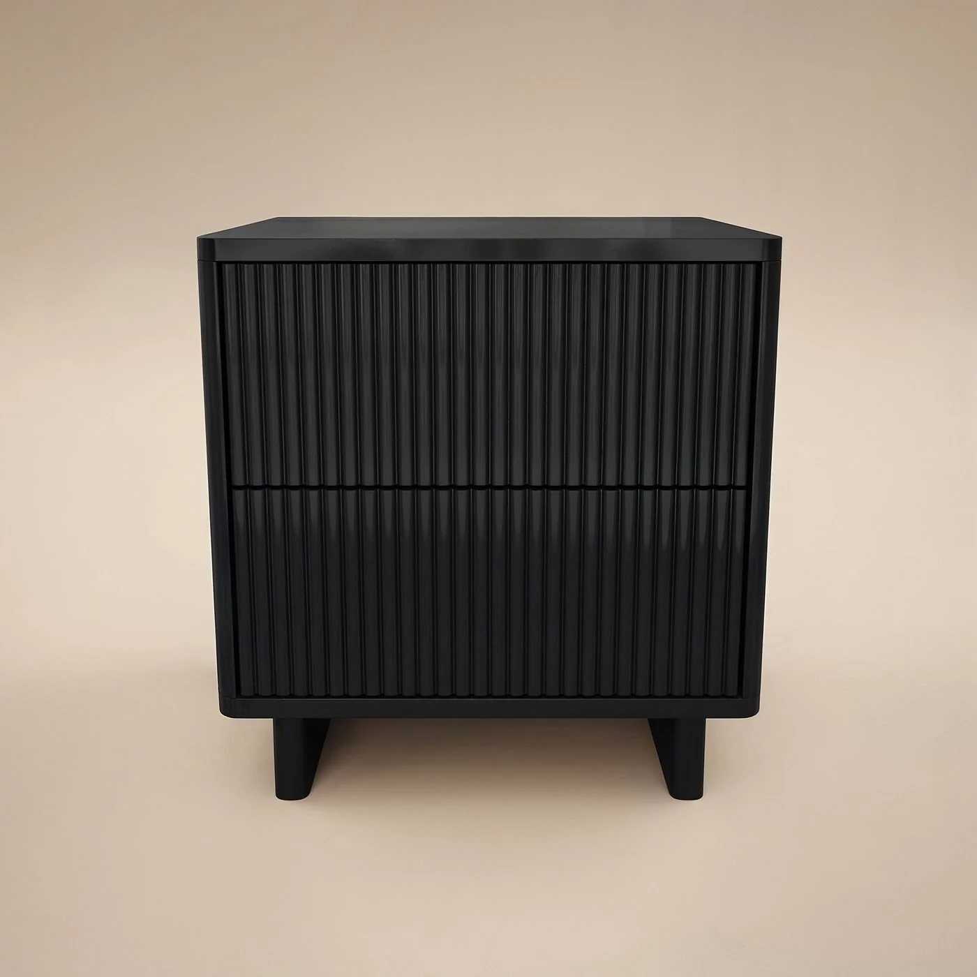 SOLACE+CO Velmor 2 Drawer Ribbed Bedside Table Black image 6