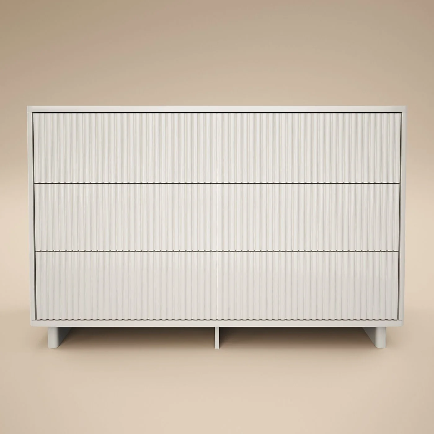 SOLACE+CO Velmor Ribbed Chest of 6 Drawers White image 4
