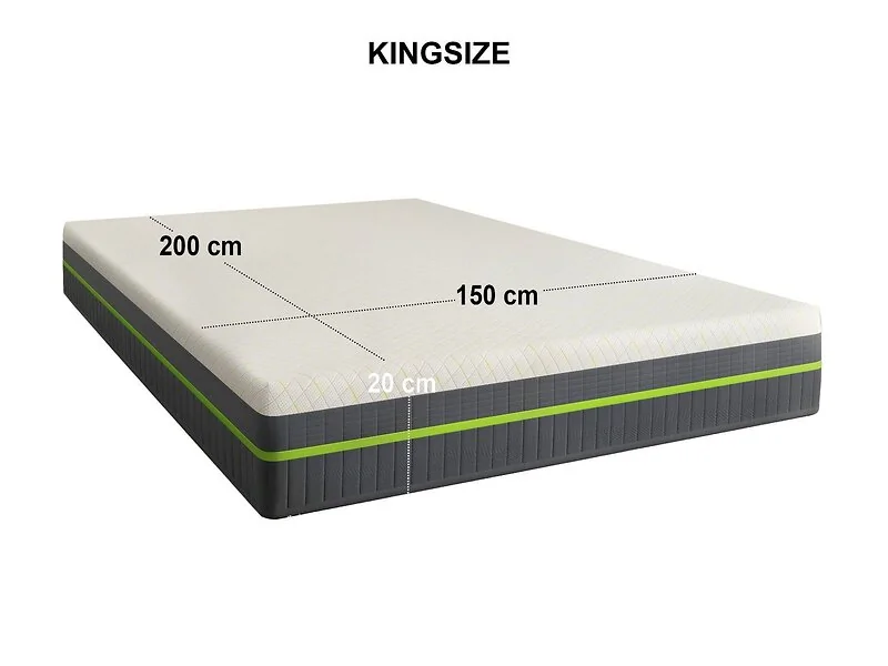 SOLACE+CO Plant Based Eco double memory foam mattress with white quilted top and grey border - kingsize dimensions