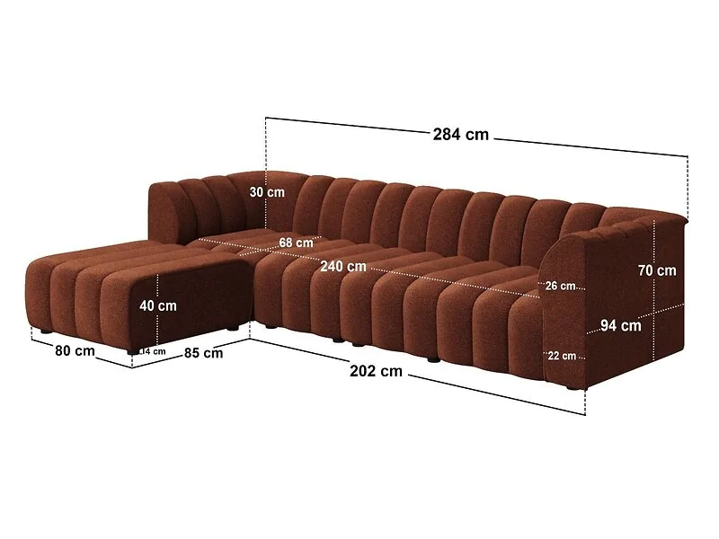 SOLACE+CO Halle Channel Tufted 4 Seater Modular Sofa with Reversible Footstool – view 9