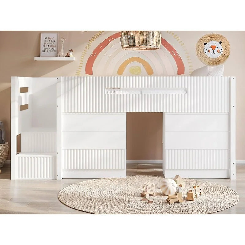 Flair Luca Single Mid Sleeper Bed with 6 Drawers White