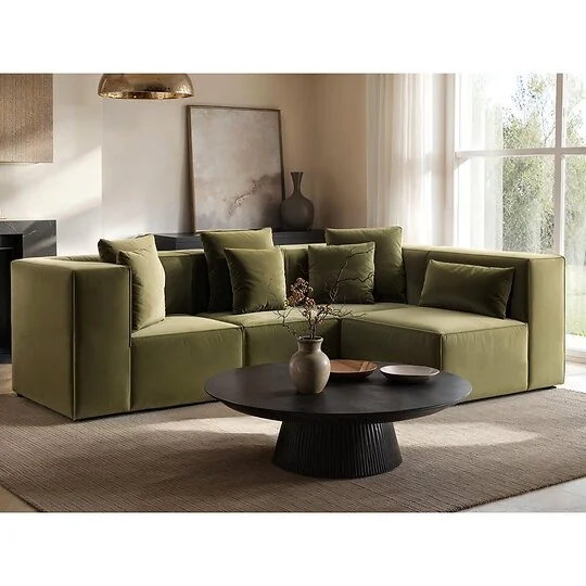SOLACE+CO Anders Right Corner Modular Sofa Olive Velvet