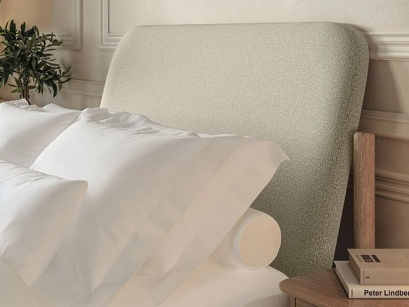 Flair Dahlia Linen Pillowback Wooden Bed Frame – view 3