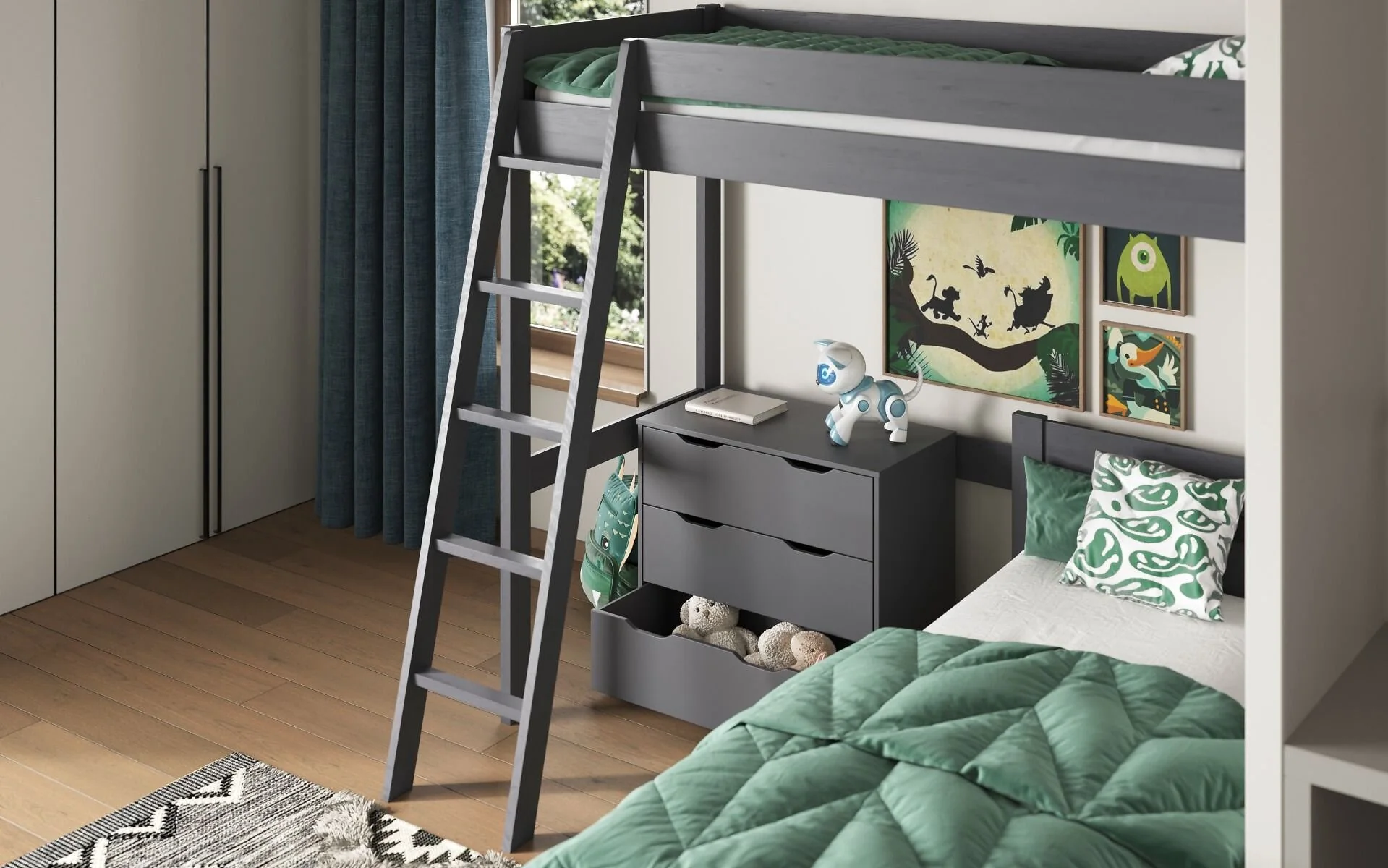 Noomi Tera High Sleeper With Small Double L Shaped Bed (FSC-Certified)