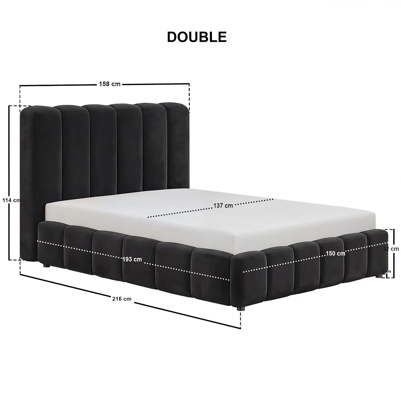 SOLACE+CO Emilie Ribbed Ottoman Bed Black Velvet image 5