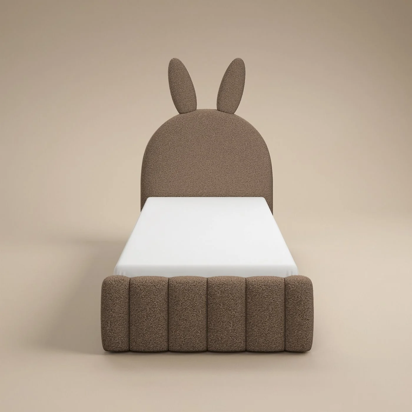 Flair Lapin Single Bed with Bunny Headboard and Drawer Brown Chenille image 9