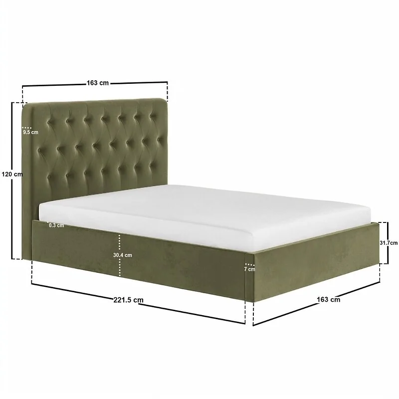 Flair Marley Buttoned Headboard Ottoman Bed Green Velvet – view 8