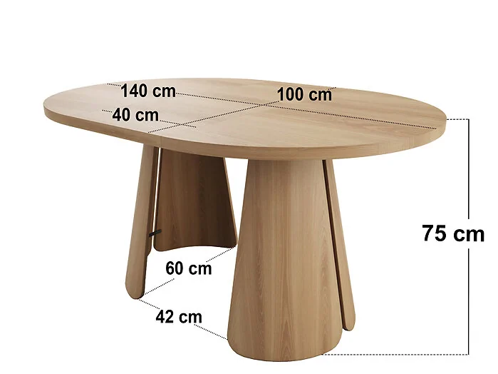 SOLACE+CO Ebony oak extendable dining table closed at 140cm