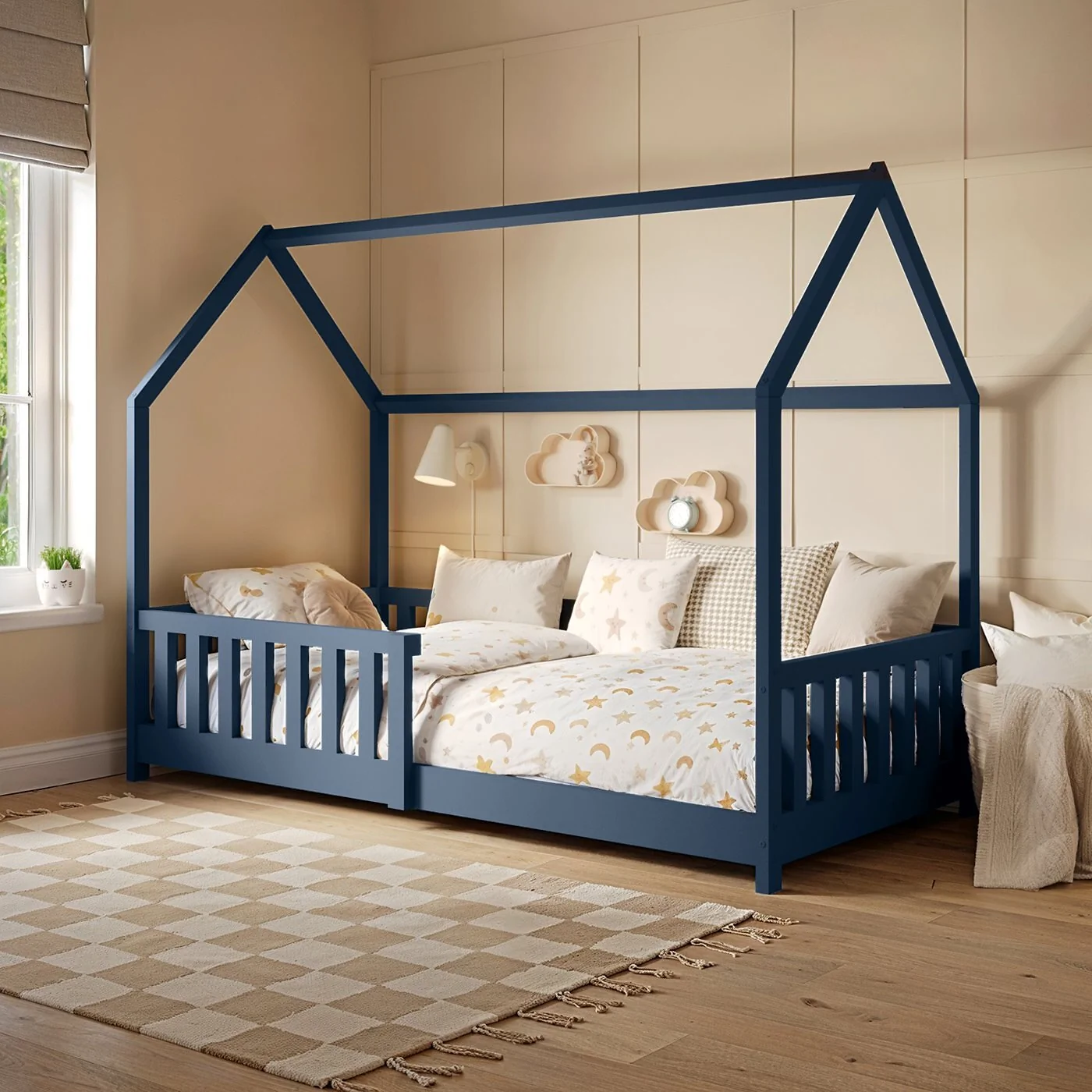 Flair Explorer Single Play House Floor Bed with Rails Wooden
