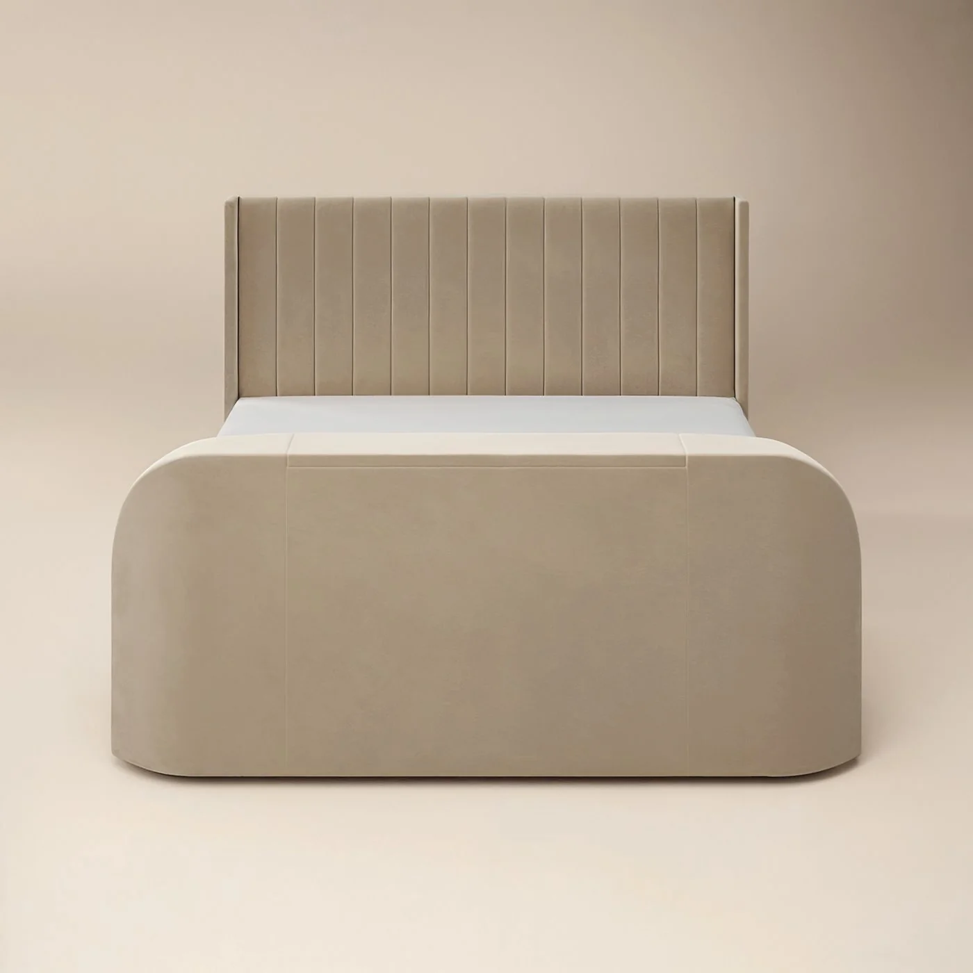 Flair Fallon TV Side Lift Ottoman Bed Beige Velvet image 6