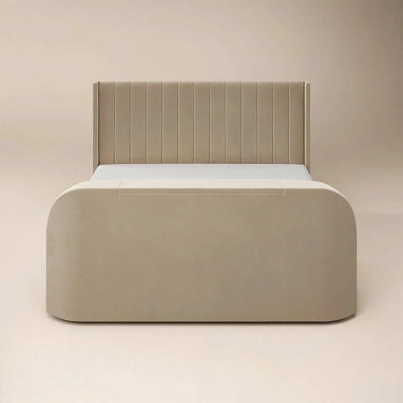 Flair Fallon TV Side Lift Ottoman Bed Beige Velvet image 6