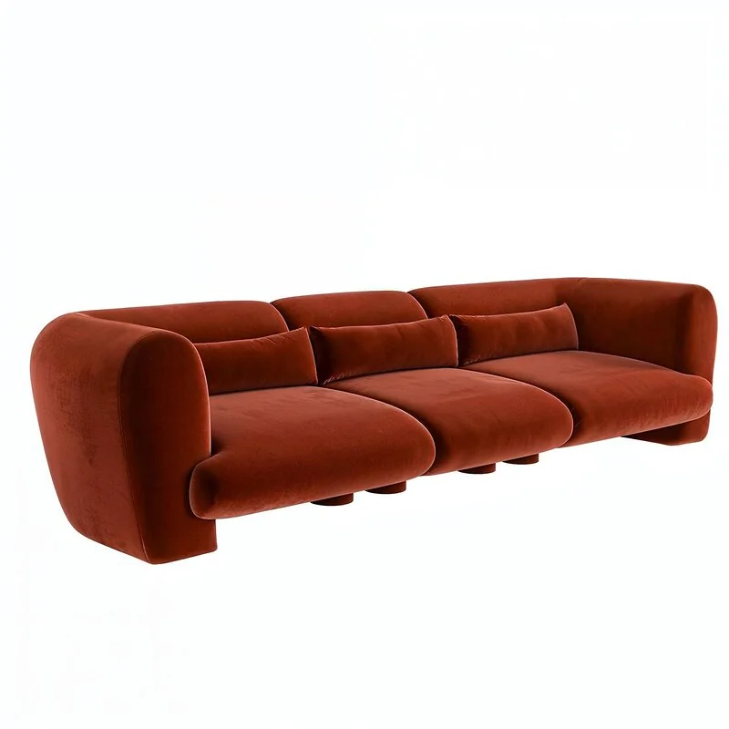 SOLACE+CO Maddox 4 Seater Orange Velvet Sofa image 5