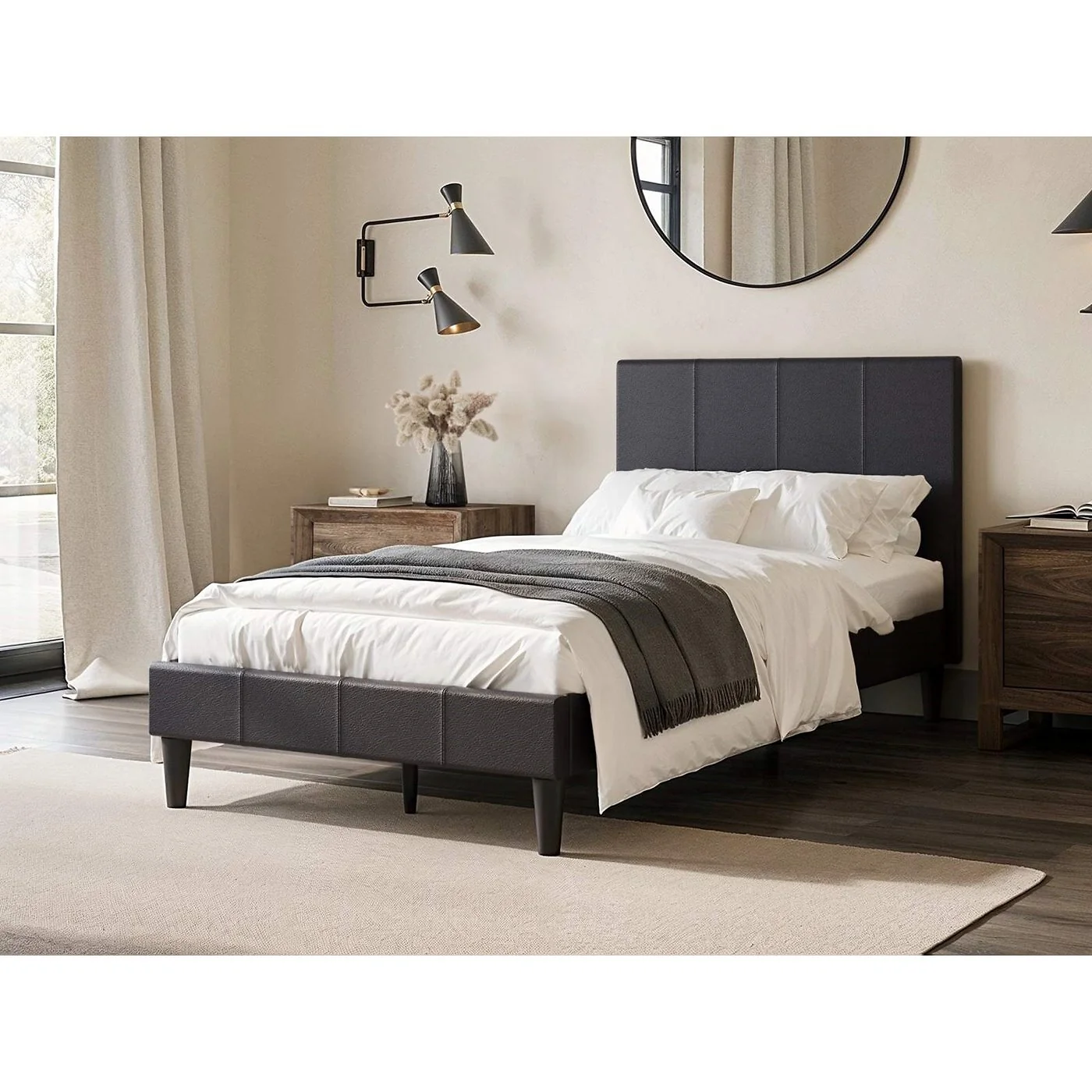 Flair Leto Faux Leather Bed Frame Dark Brown image 2