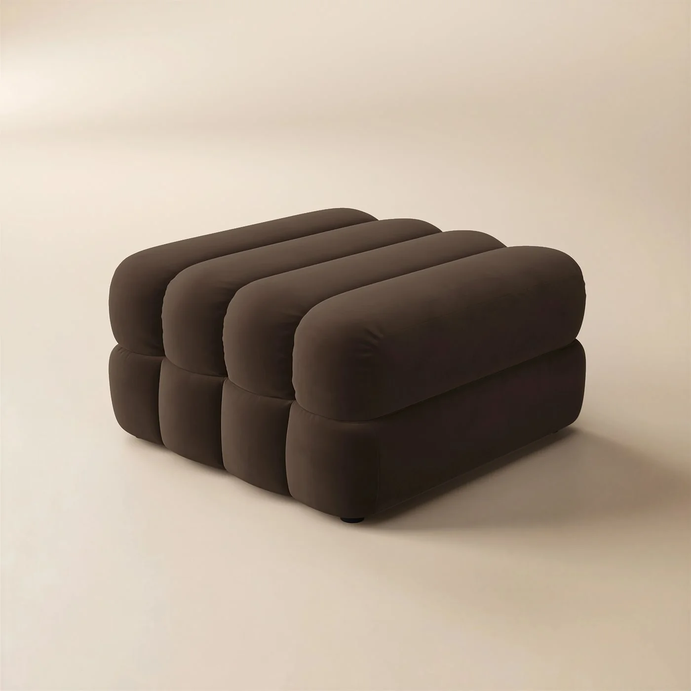 SOLACE+CO Halle Channel Tufted Loveseat with Storage Footstool Brown Velvet image 10