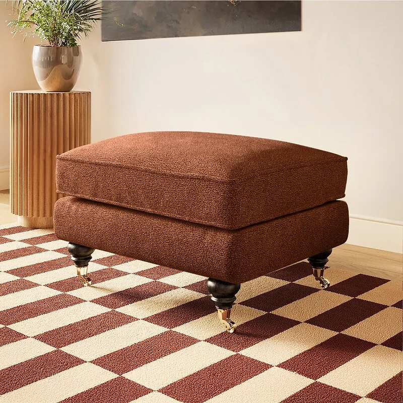SOLACE+CO Addison Loveseat Footstool Bundle Orange Chenille image 3