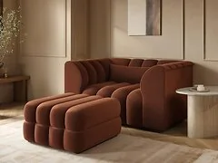 SOLACE+CO Halle Channel Tufted Loveseat with Storage Footstool