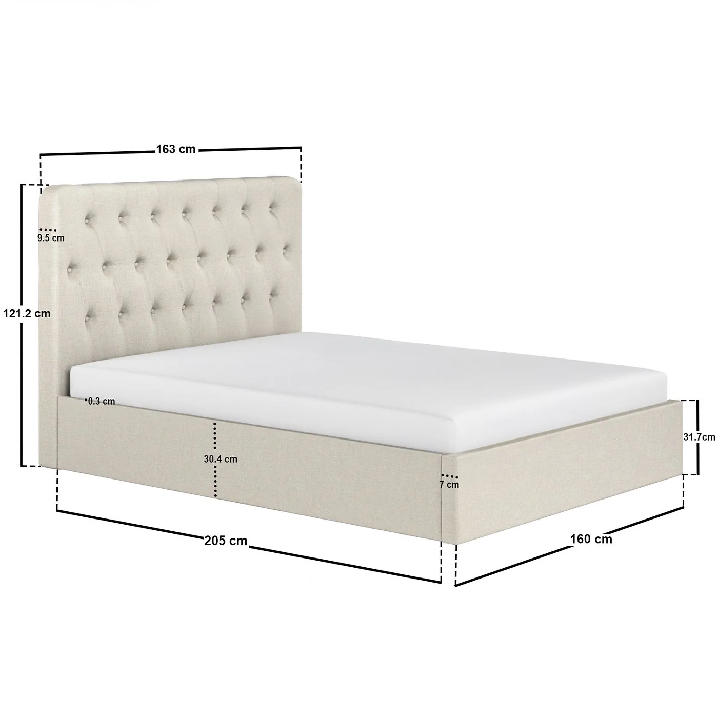 Flair Marley Buttoned Headboard Ottoman Bed Beige Linen image 7