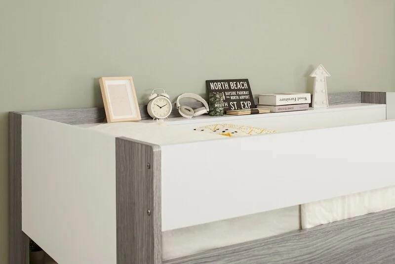 Flair Hampton L shape bunk bed with wardrobe in White and Grey - close up