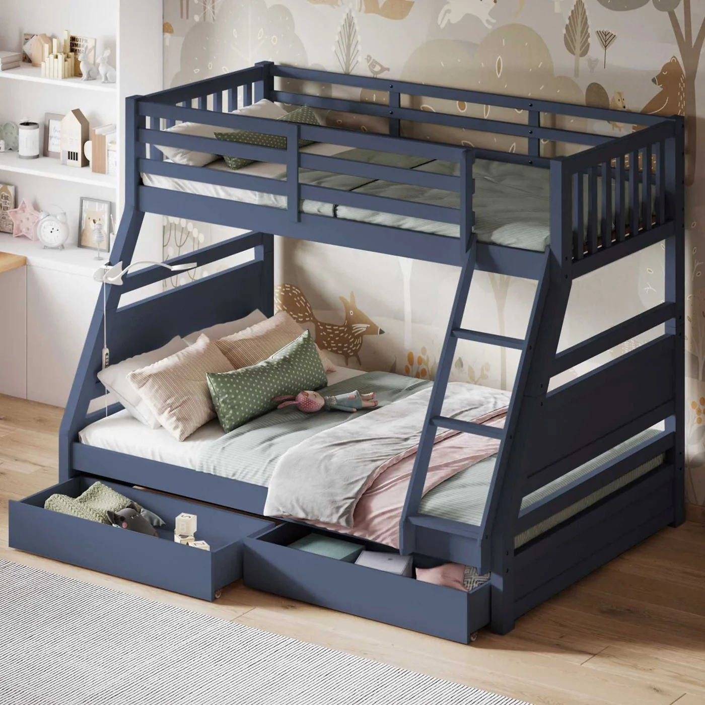 Flair Ollie Triple Wooden Bunk Bed With Drawers image 11