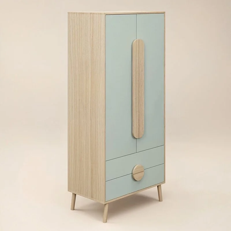Flair Noah 2 Drawer Wardrobe Sage Green and Oak image 6