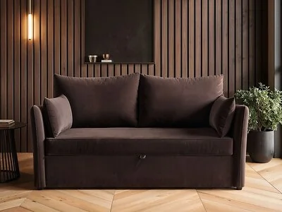 SOLACE+CO Skyler 2 Seater Sofa Bed Velvet Brown