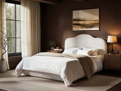 SOLACE+CO Skylynn Cloud Ottoman Bed Striped Woven Fabric