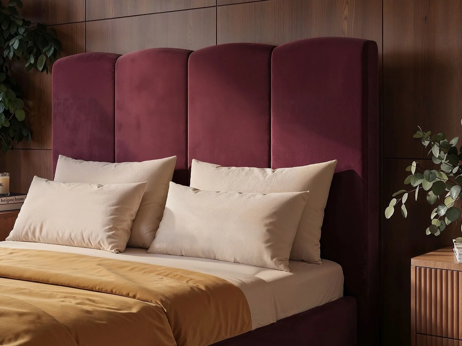 SOLACE+CO Enrica Velvet Upholstered Panel Bed Frame – view 6