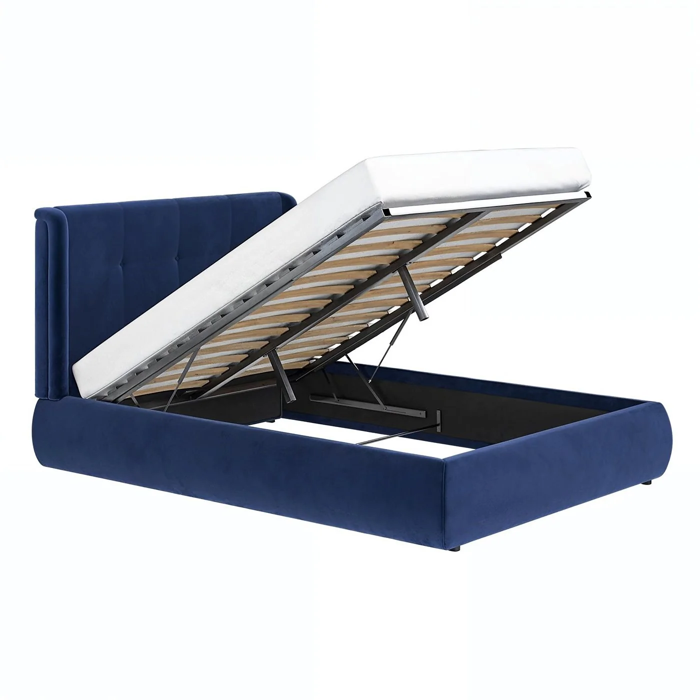 Solace+Co Monte Midnight Velvet Winged Button Headboard Ottoman Bed image 5