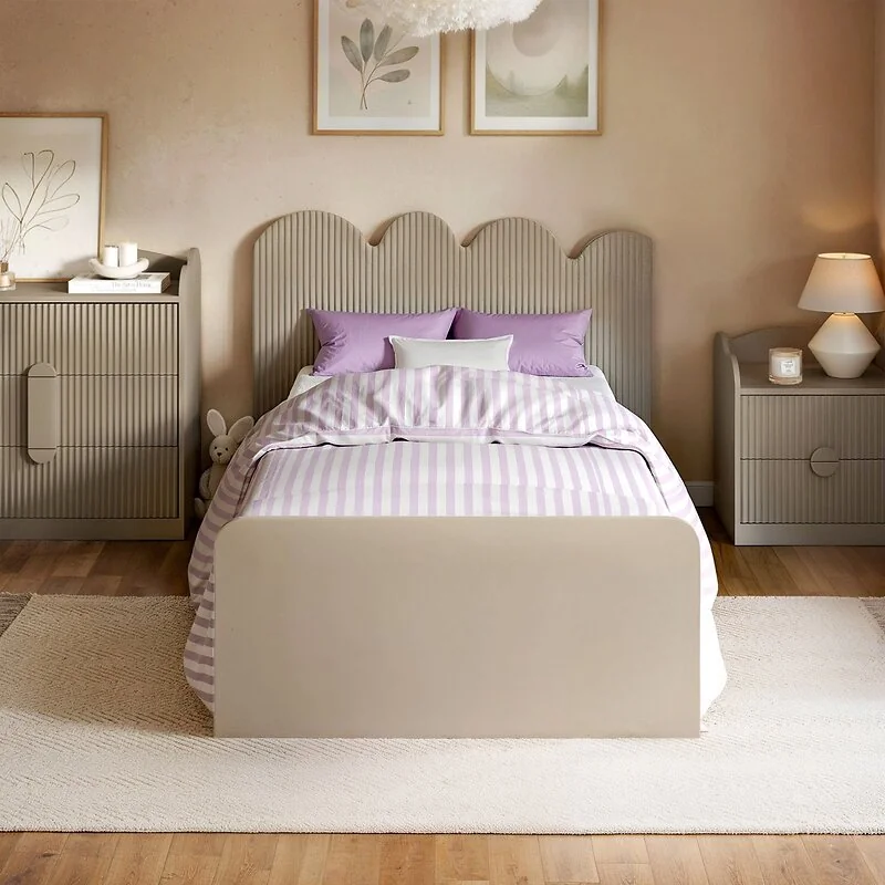 Flair Calista Ribbed Cloud Headboard Single Bed Taupe image 2