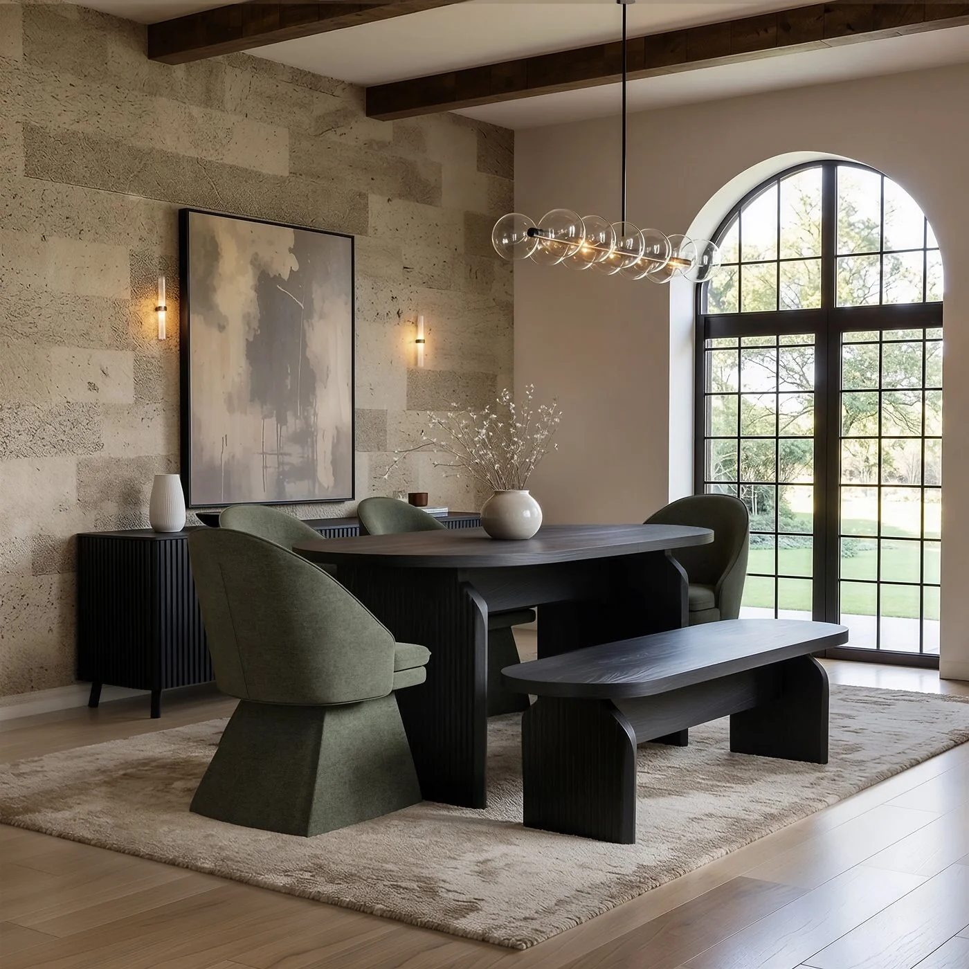 SOLACE+CO Varm Dining Set with Black Table