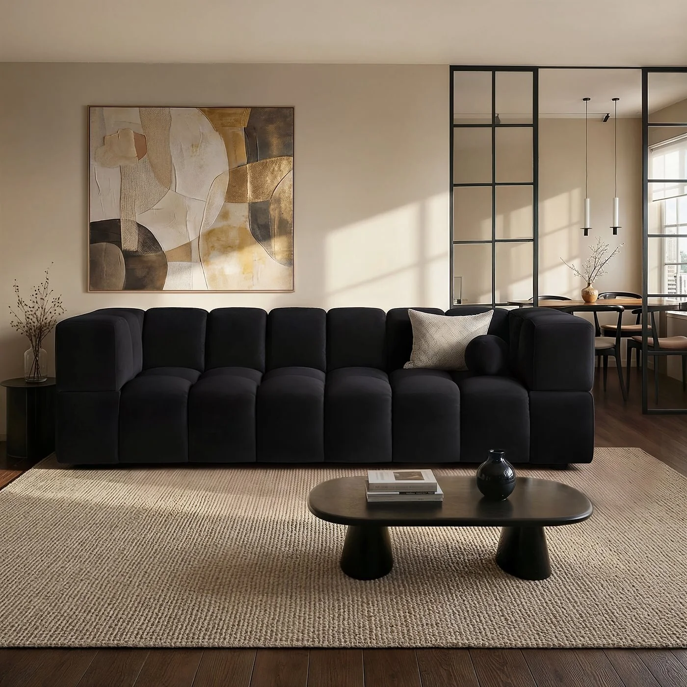 SOLACE+CO Jenson 4 Seater Cloud Bubble Sofa Black image 2