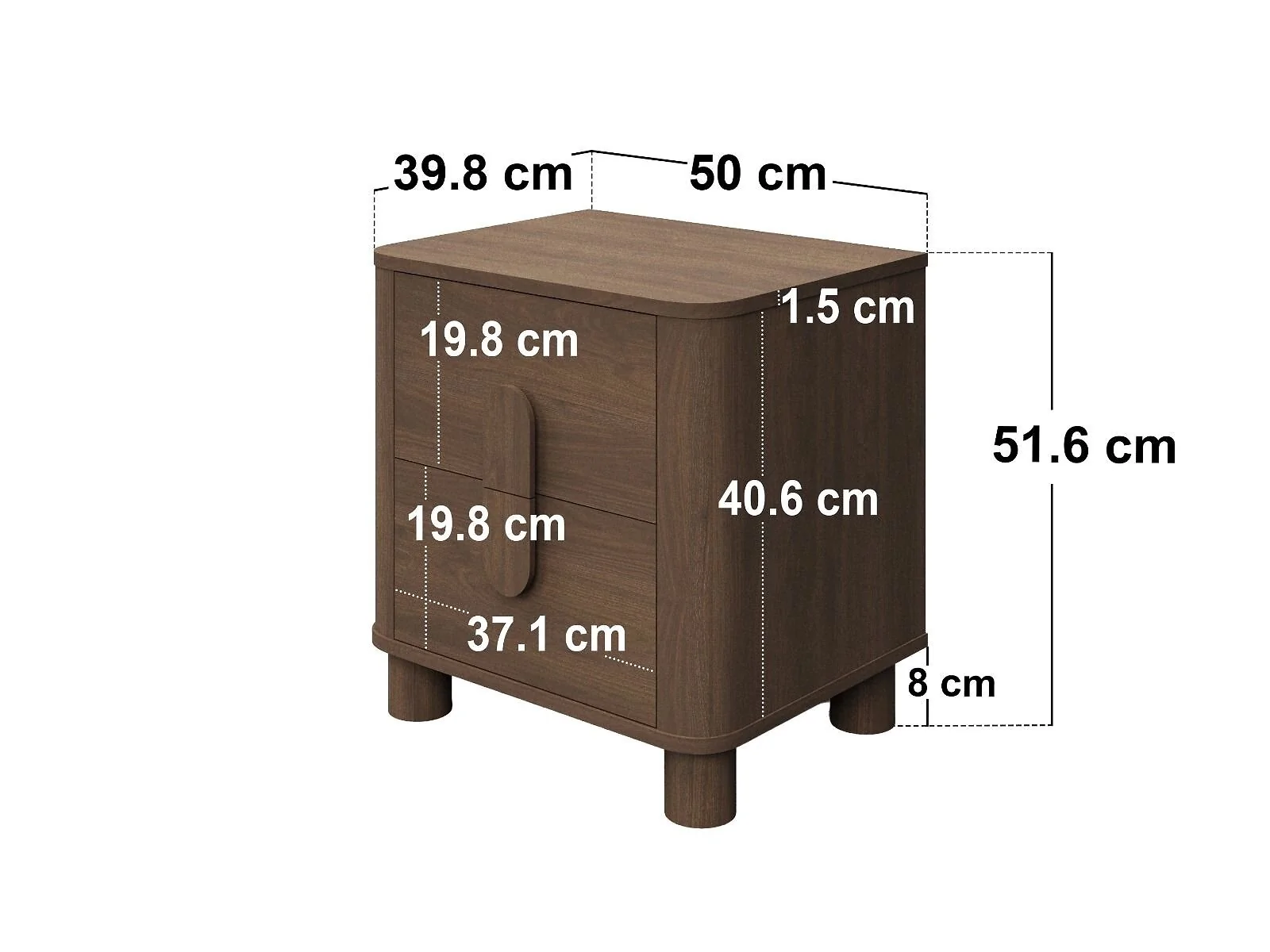 SOLACE+CO Remington Curved 2 Drawer Bedside Table – view 7