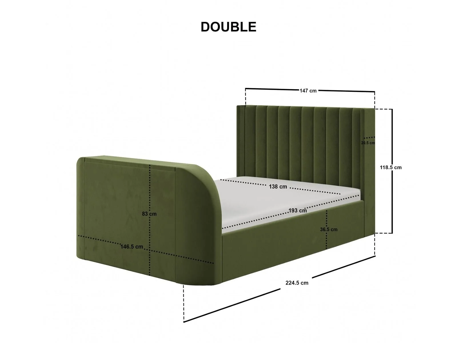 Flair Fallon TV Side Lift Ottoman Bed Green Velvet – view 7