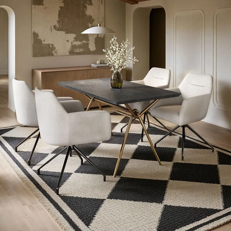 Solace+Co Isla Swivel Dining Chair Set of 2 Cream Boucle image 3