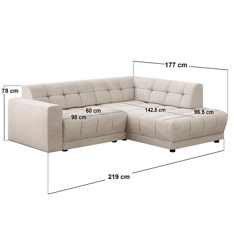 SOLACE+CO Asta 3-Seater Right Corner Sofa Cream Dapple Fabric image 5