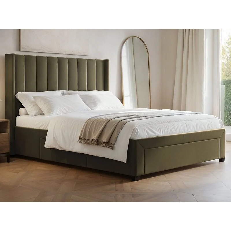 Flair Tiggy Storage Bed with Winged Headboard Green Velvet image 8