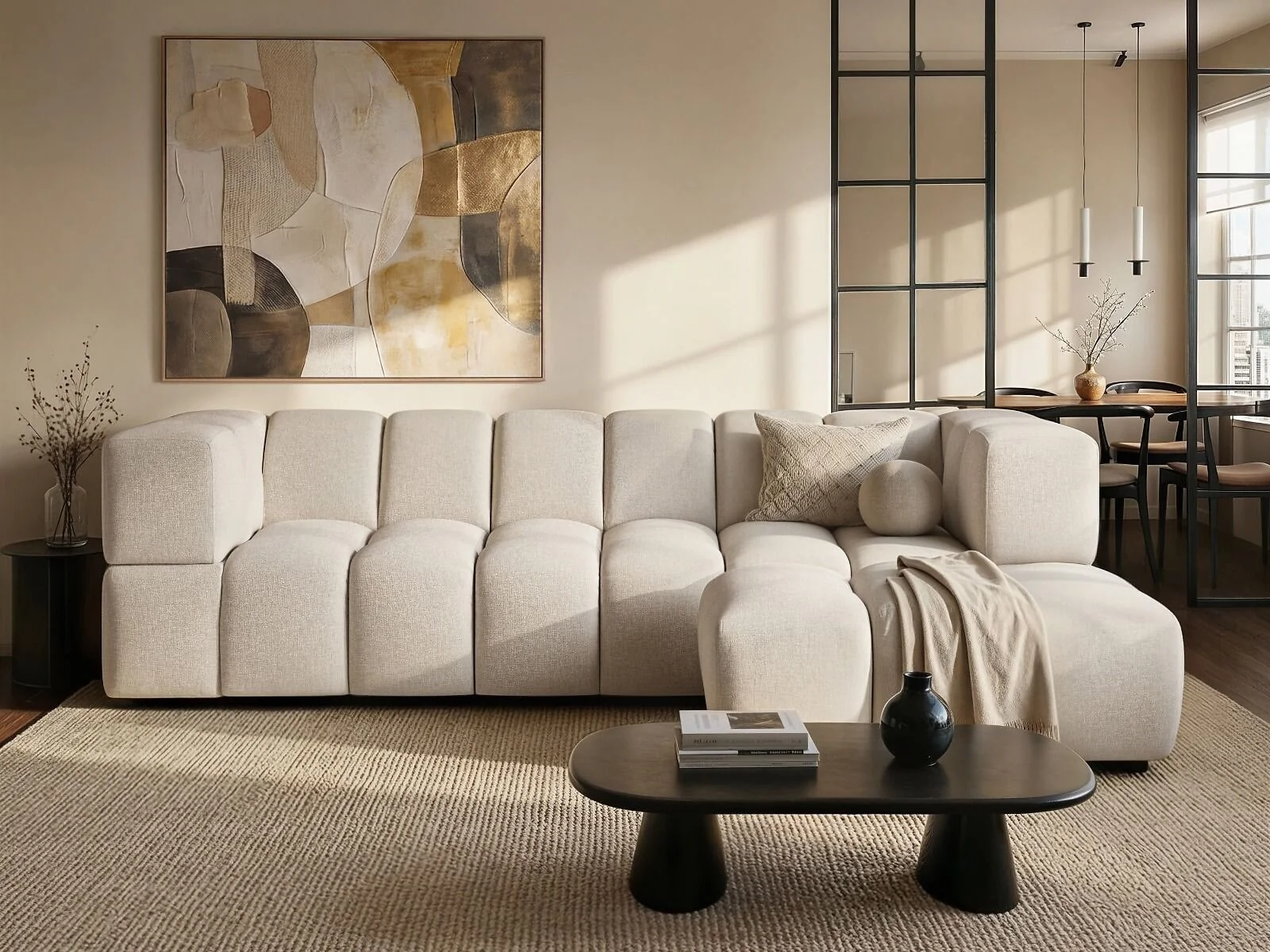 SOLACE+CO Jenson 4 Seater Cloud Bubble Sofa with Footstool – view 5