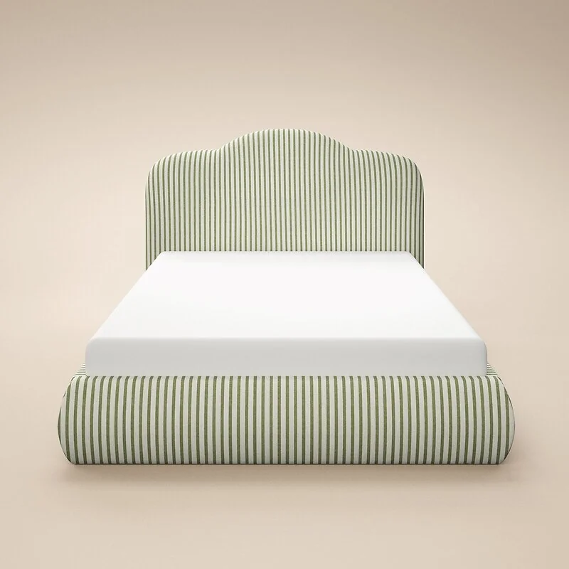 SOLACE+CO Skylynn Cloud Ottoman Kingsize Bed Green Striped Woven Fabric image 8