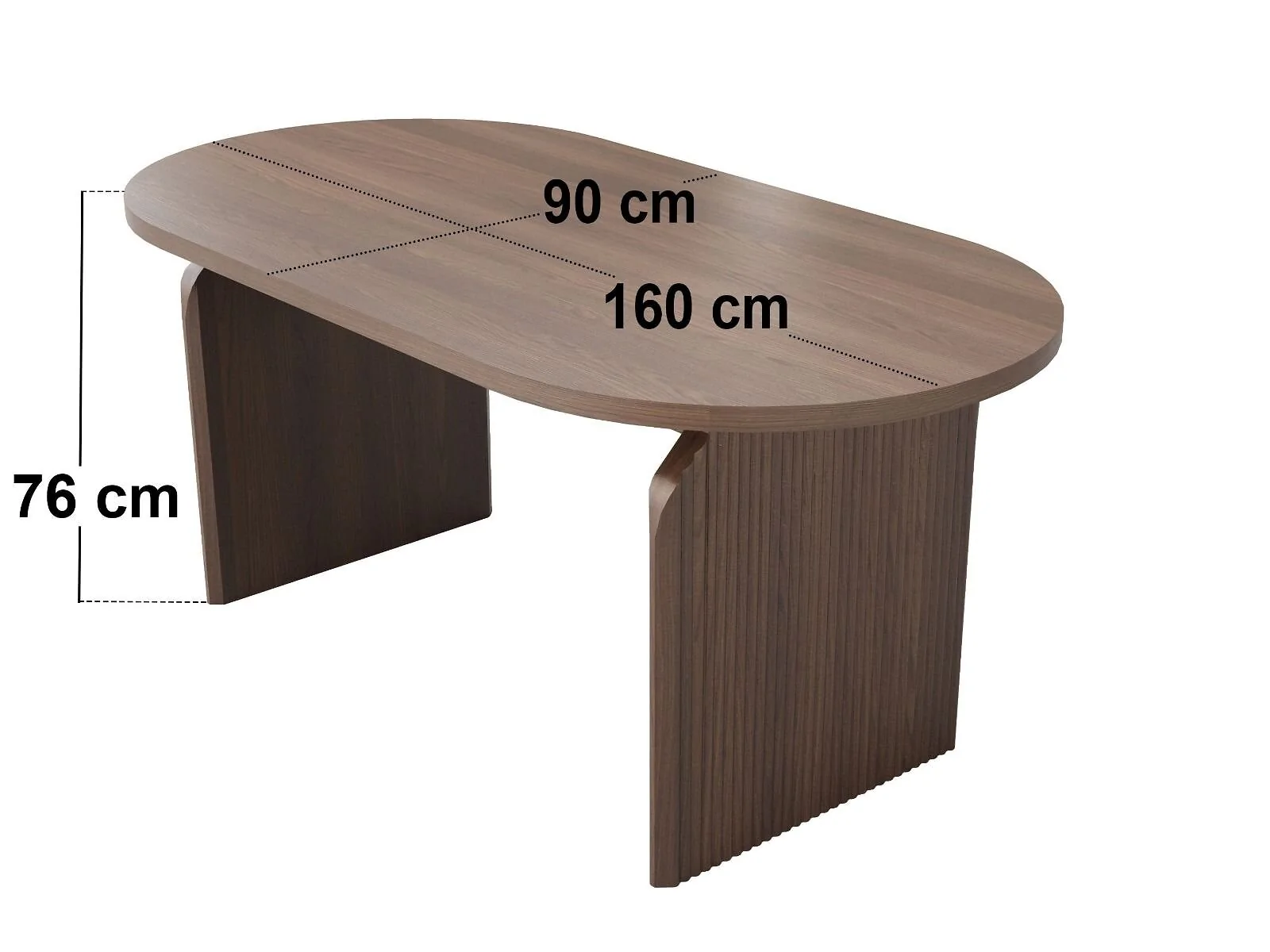 SOLACE+CO Varm Walnut-Effect Ribbed Dining Table with White Aiko Chairs Set – view 10