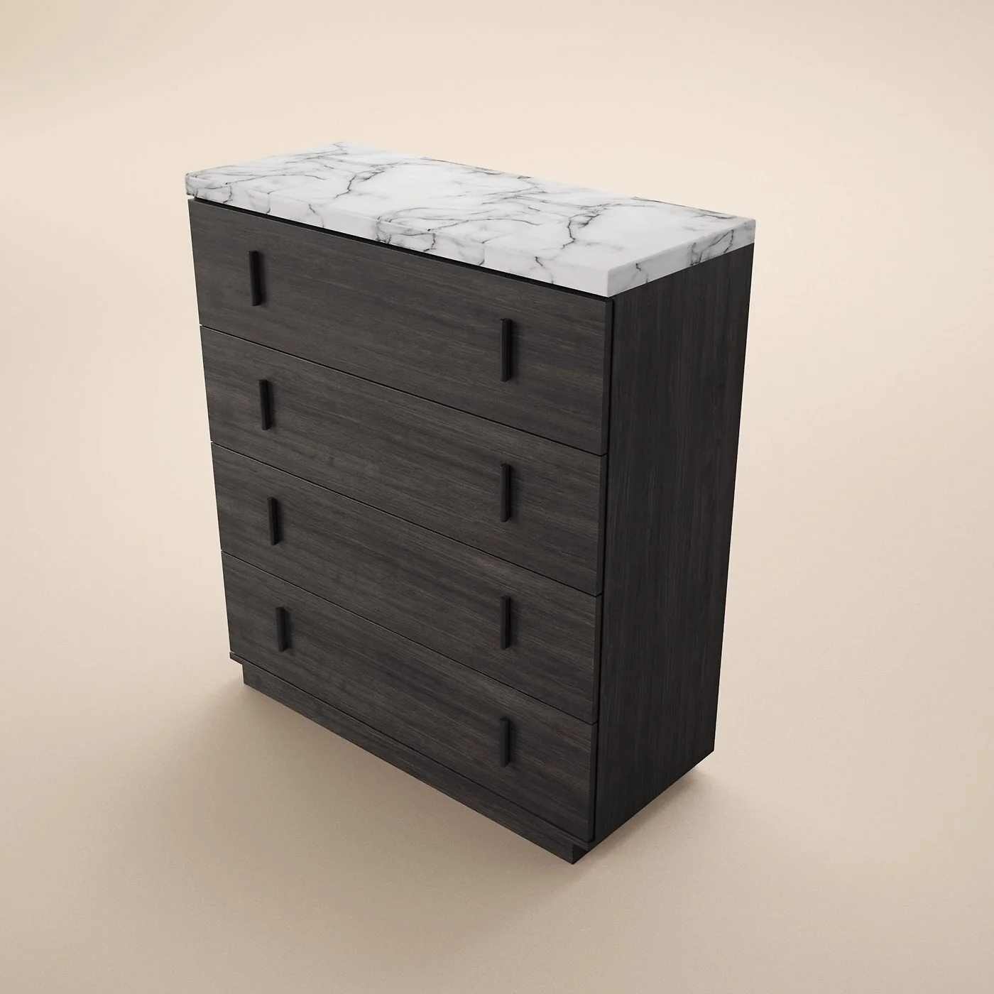 SOLACE+CO Marcel Walnut Chest of 4 Drawers with Marble Effect Top image 5