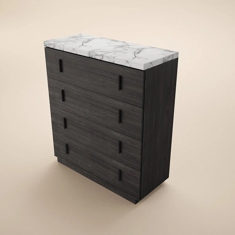 SOLACE+CO Marcel Walnut Chest of 4 Drawers with Marble Effect Top image 5