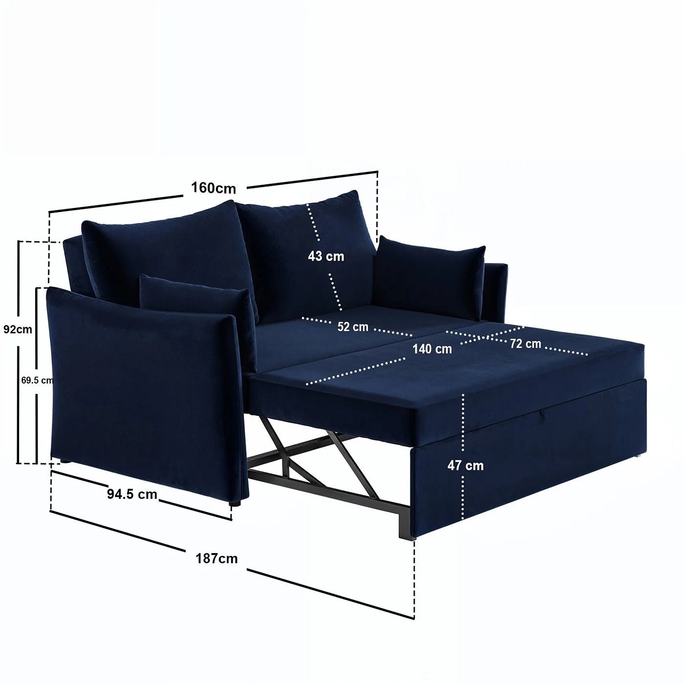 Solace+Co Skyler 2 Seater Velvet Sofa Bed image 16