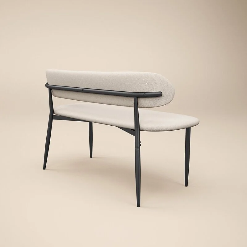 SOLACE+CO Varm & Cyra Black Extending Dining Table Set with 2 Beige Chenille Benches image 4