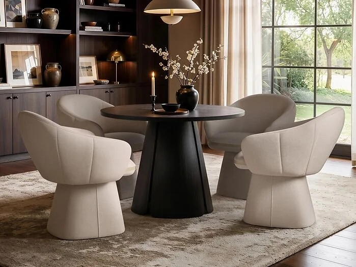 SOLACE+CO Ebony black extendable dining set with Sylvia chairs