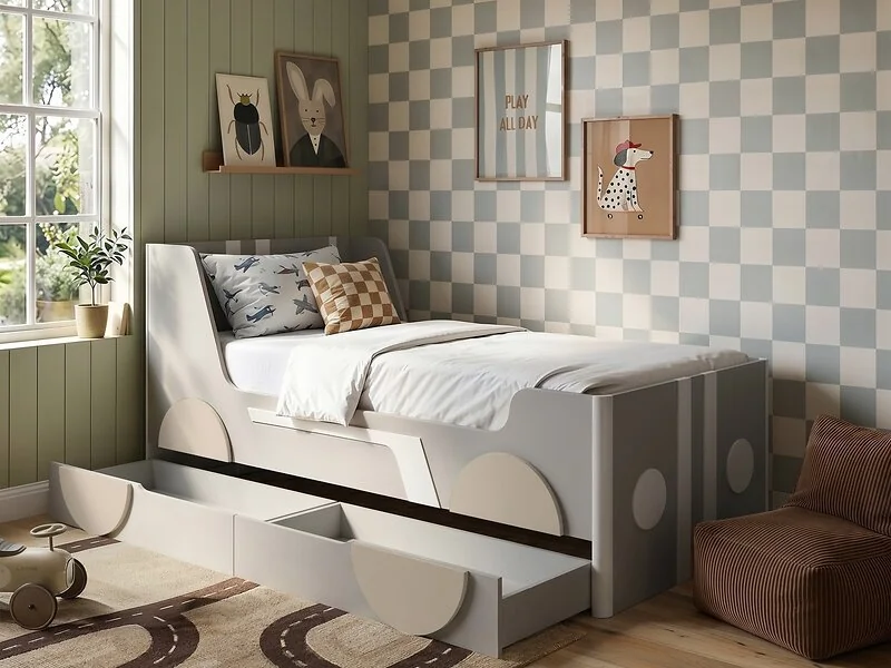 Flair Cooper Single Car Bed with Drawers Grey – view 5